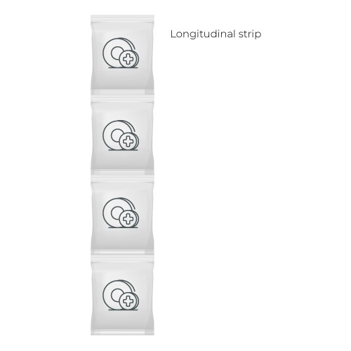 Longitudinal solid fill flowpack strip