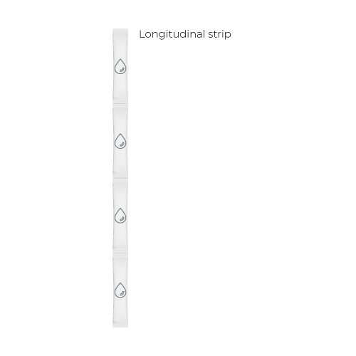 Longitudinal liquid fill stick pack strip