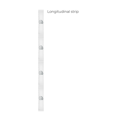 Longitudinal solid fill stick pack strip